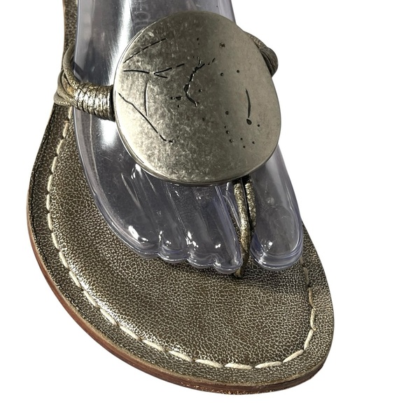 Bernardo Bronze / Silver Medallion Embellished Leather Thong Sandal - $198 - Picture 4 of 10